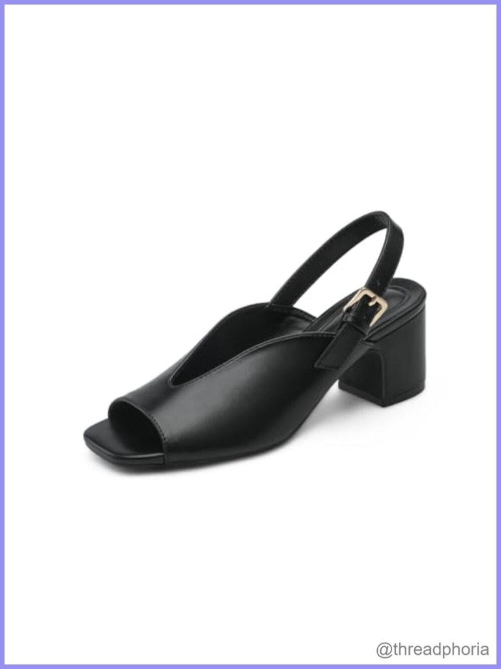 Slingback Block Heels 2.5" Chunky Peep Toe Faux Leather Sandals
